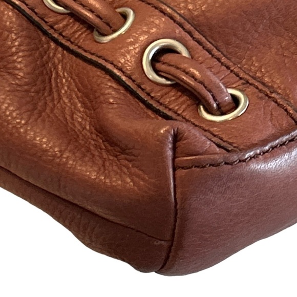 B Makowsky Large Hobo Front Pocket Double Strap Brown Leather Bag Silver Accents - Picture 5 of 9